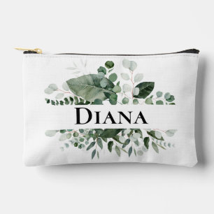 Pochette À Accessoires Elégant cadre de Feuilles botaniques avec nom