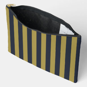 Pochette À Accessoires Elégant Gold & Navy Blue Vertical Stripes