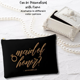 Pochette À Accessoires Elégant Jet Black Maid of Honor Cadeau Personnalis