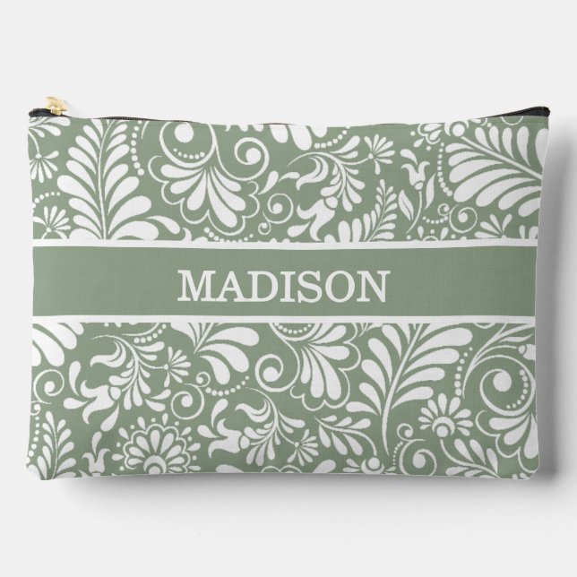 Pochette À Accessoires Élégant Mariage de fleurs vertes (Recto)