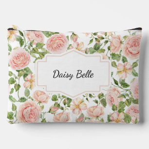 Pochette À Accessoires Élégant Mariage Fleur Botanique Rose Rose