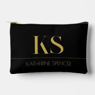 Pochette À Accessoires Élégant Monogramme noir et or