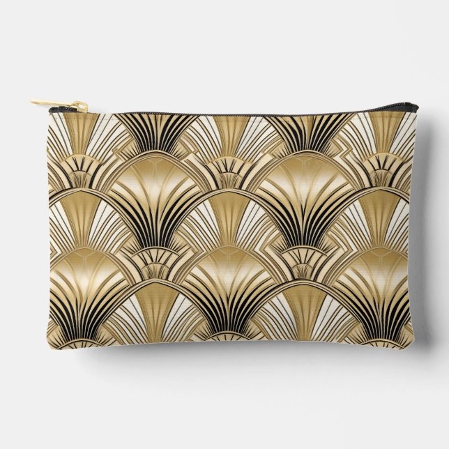 Pochette À Accessoires Élégant motif noir Art Déco or (Recto)