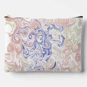 Pochette À Accessoires Élégant tourbillon de marbre bleu et pêche doux Ab