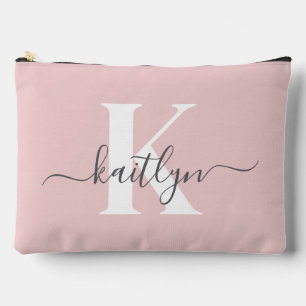 Pochette À Accessoires Élégant violet rose gris script Monogramme