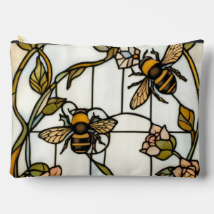 Pochette À Accessoires Élégant vitrail botanique art nouveau abeille