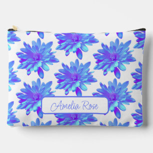 Pochette À Accessoires Élégante fleur florale violette bleu