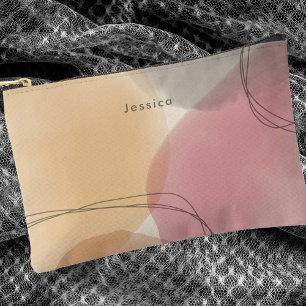 Pochette À Accessoires Élégante rose poudré Art abstrait moderne