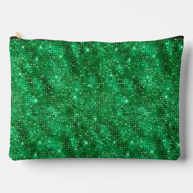 Pochette À Accessoires Emerald Green Sequin Motif (Recto)