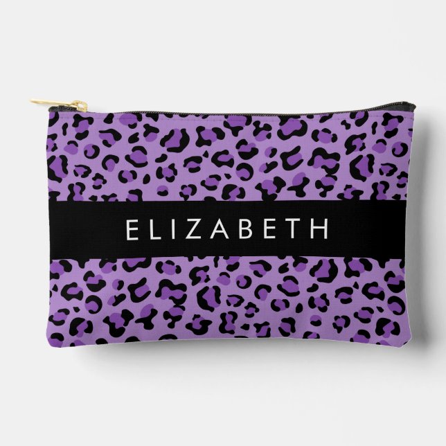 Pochette À Accessoires Empreinte de léopard, Spots, Leopard Violet, Votre (Recto)