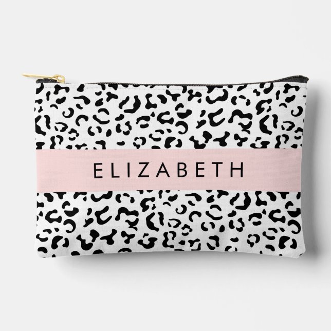 Pochette À Accessoires Empreinte de léopard, Spots, Noir Et Blanc, Votre  (Recto)