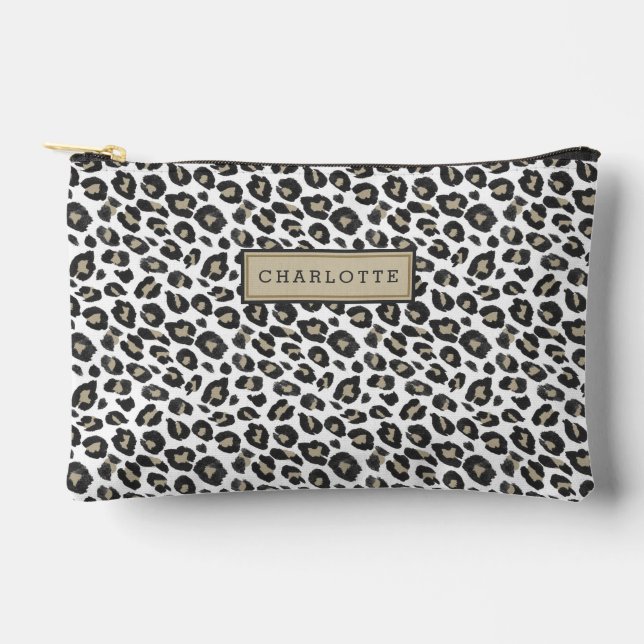 Pochette À Accessoires Empreinte de léopard Tan élégant (Recto)