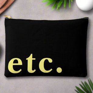 Pochette À Accessoires etc. Élégante typographie en gras noir et jaune