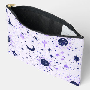 Pochette À Accessoires Étoiles célestes noires et violettes