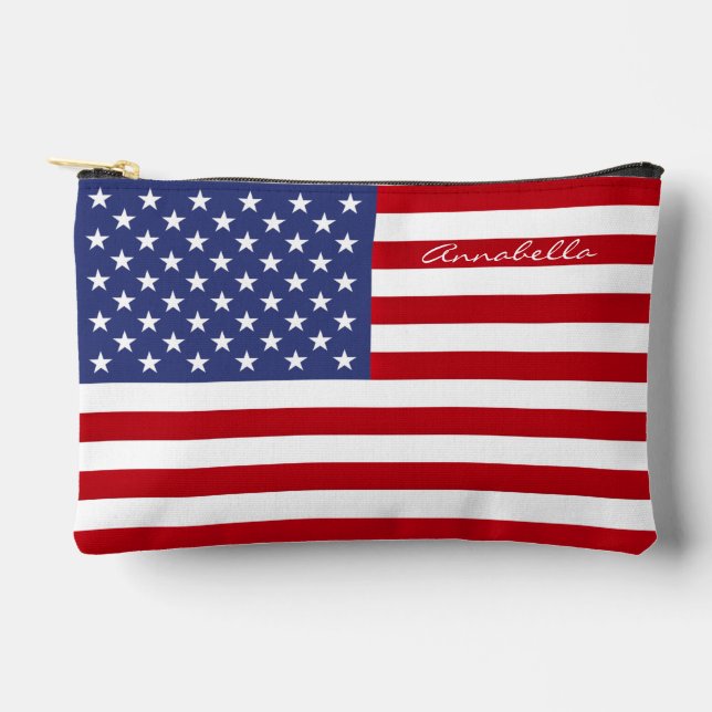 Pochette À Accessoires Étoiles et bandes Drapeau US Personnalisé (faculta (Recto)