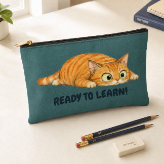 Pochette À Accessoires Étui à crayons orange drôle prêt à apprendre