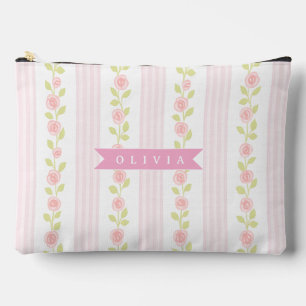 Pochette À Accessoires Féminine rose personnalisée à pois fleuris coquett