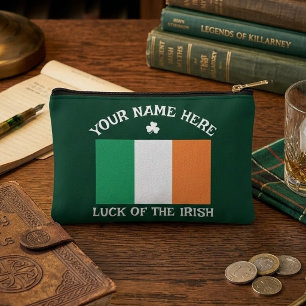 Pochette À Accessoires Fête de la Saint-Patrick Drapeau de l'Irlande Nom