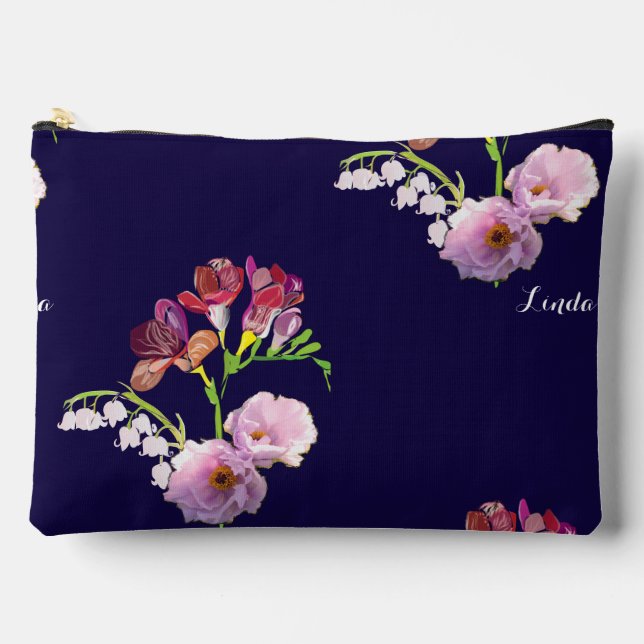 Pochette À Accessoires Fête des Mères Florales Bleues (Recto)