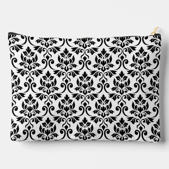 Pochette À Accessoires Feuille Damask Grand Motif noir sur blanc (Verso)