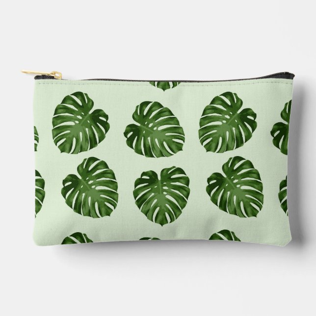 Pochette À Accessoires Feuilles de palmiers, Feuilles verts, Motif tropic (Recto)