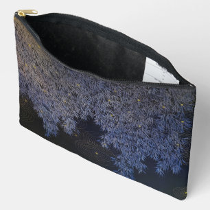 Pochette À Accessoires Feuilles de teinte bleue à motifs complexes
