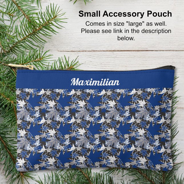 Pochette À Accessoires Feuilles d'érable bleu - PETITE valise (Blue Maple Leaves - SMALL Accessory Pouch by The Canadian Outpost shop)