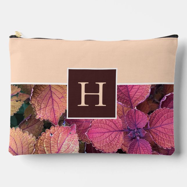 Pochette À Accessoires Feuilles Monogram Burgundy Cream (Recto)