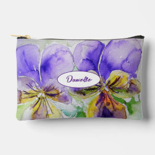 Pochette À Accessoires Fille Fleur de Viola Violet Aquarelle Pensée