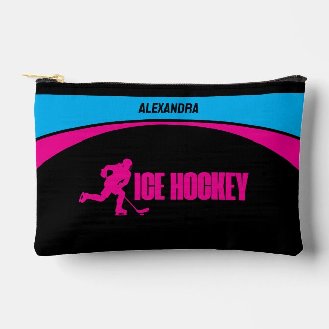 Pochette À Accessoires Filles Hockey sur glace, Anniversaire, Joueuse de  (Recto)