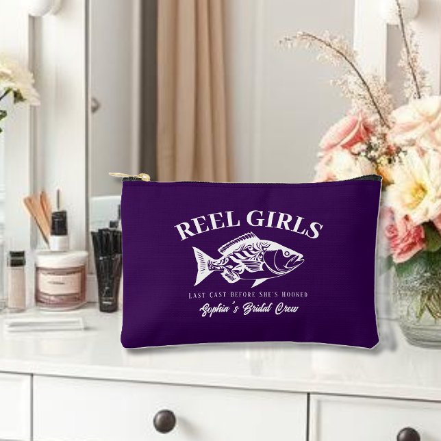 Pochette À Accessoires Fin De Semaine De Bachelorette Hawaï-violet (Bachelorette Party Gifts Reel Girls Hawaiian Fisherman Trend Fish Cosmetic Bag)