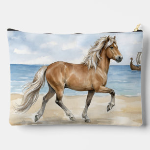 Pochette À Accessoires Fjara Cheval islandais aquarelle sur la Plage