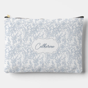 Pochette À Accessoires Fleur de dentelle bleue personnalisée Toile frança