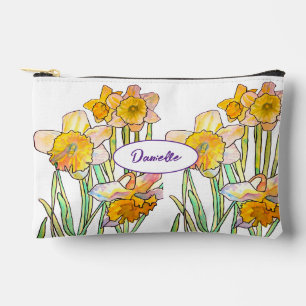 Pochette À Accessoires Fleur de jonquille jaune abstraite Aquarelle Fille