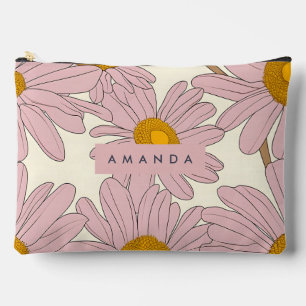 Pochette À Accessoires Fleur de Marguerite Rose Douce Personnalisée
