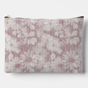 Pochette À Accessoires Fleur de Pâquerette Velouté Rose Poussiéreuse