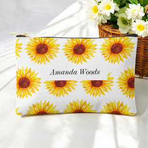 Pochette À Accessoires Fleur de soleil jaune blanc