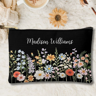 Pochette À Accessoires Fleur Florale Élégante de Fleur Sauvage Aquarelle