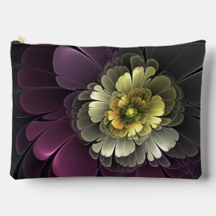 Pochette À Accessoires Fleur fractale grise de pourpre moderne abstraite