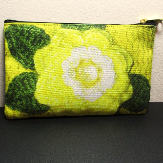 Pochette À Accessoires Fleur Jaune Vert Feuilles Artiste Crochet Imprimer (Créateur téléchargé)