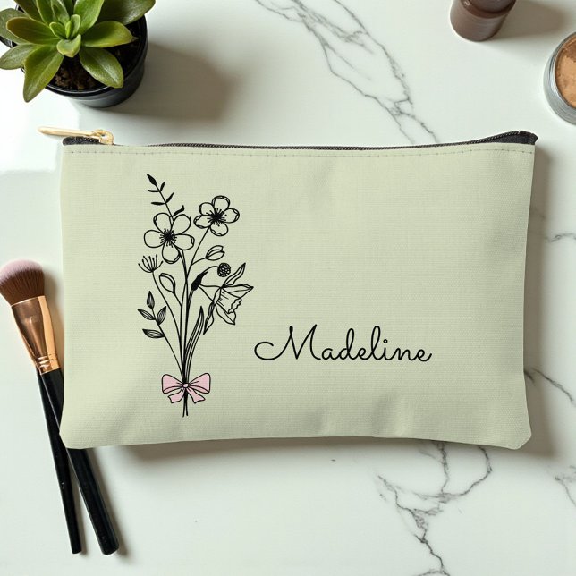 Pochette À Accessoires Fleur Mois de naissance personnalisée Sage de lumi (Créateur téléchargé)