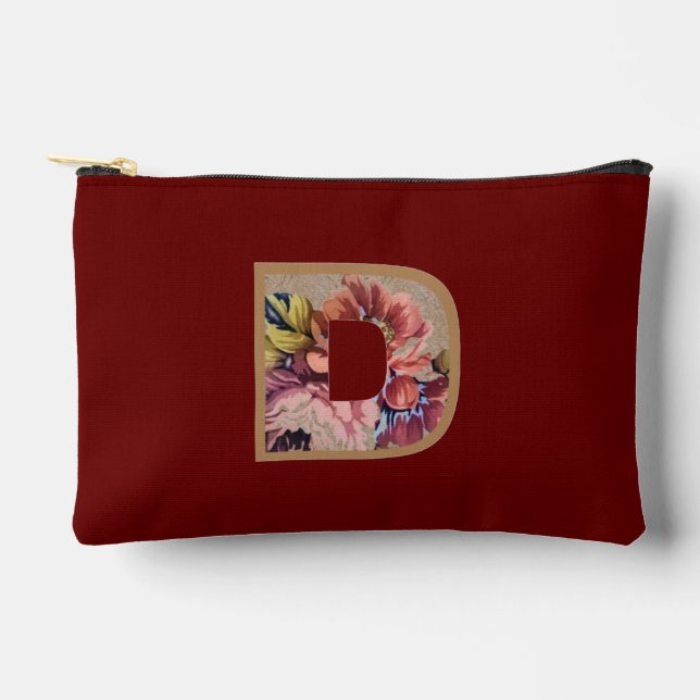 Pochette À Accessoires Fleur Rustique Initiale D Bourgogne (Recto)