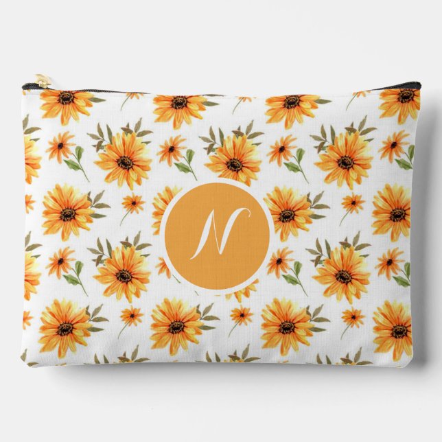 Pochette À Accessoires Fleur sauvage de tournesol Boho personnalisé (Recto)