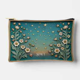 Pochette À Accessoires Fleur sauvage lunatique Soirée Turquoise Prism Mon