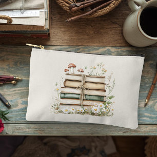 Pochette À Accessoires Fleurs aquarelles élégantes Livres vintage 