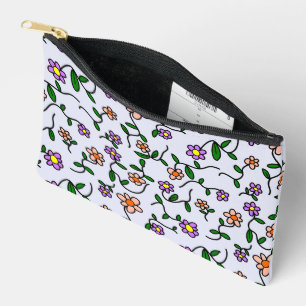 Pochette À Accessoires Fleurs colorées, Motif Floral, Verdure, Boho