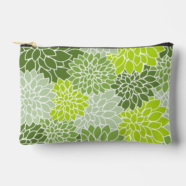 Pochette À Accessoires Fleurs Dahlia, Motif De Fleurs, Dahlia Verte (Recto)