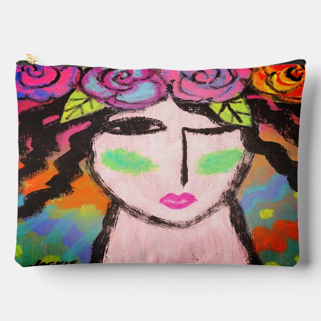 Pochette À Accessoires Fleurs dans ses cheveux Art Abstrait (Recto)