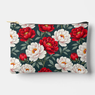Pochette À Accessoires Fleurs de pivoine rouges et blanches