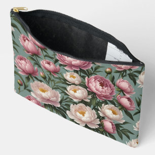 Pochette À Accessoires Fleurs de pivoines roses et blanches